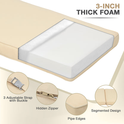 72x21x3 inch Patio Chaise Lounger Cushions Set of 2 - Beige - Aoodor 