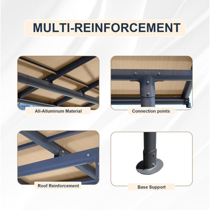 13x10/16.5x10 ft. Wall Mount Gazebo - Polycarbonate Outdoor Pergola