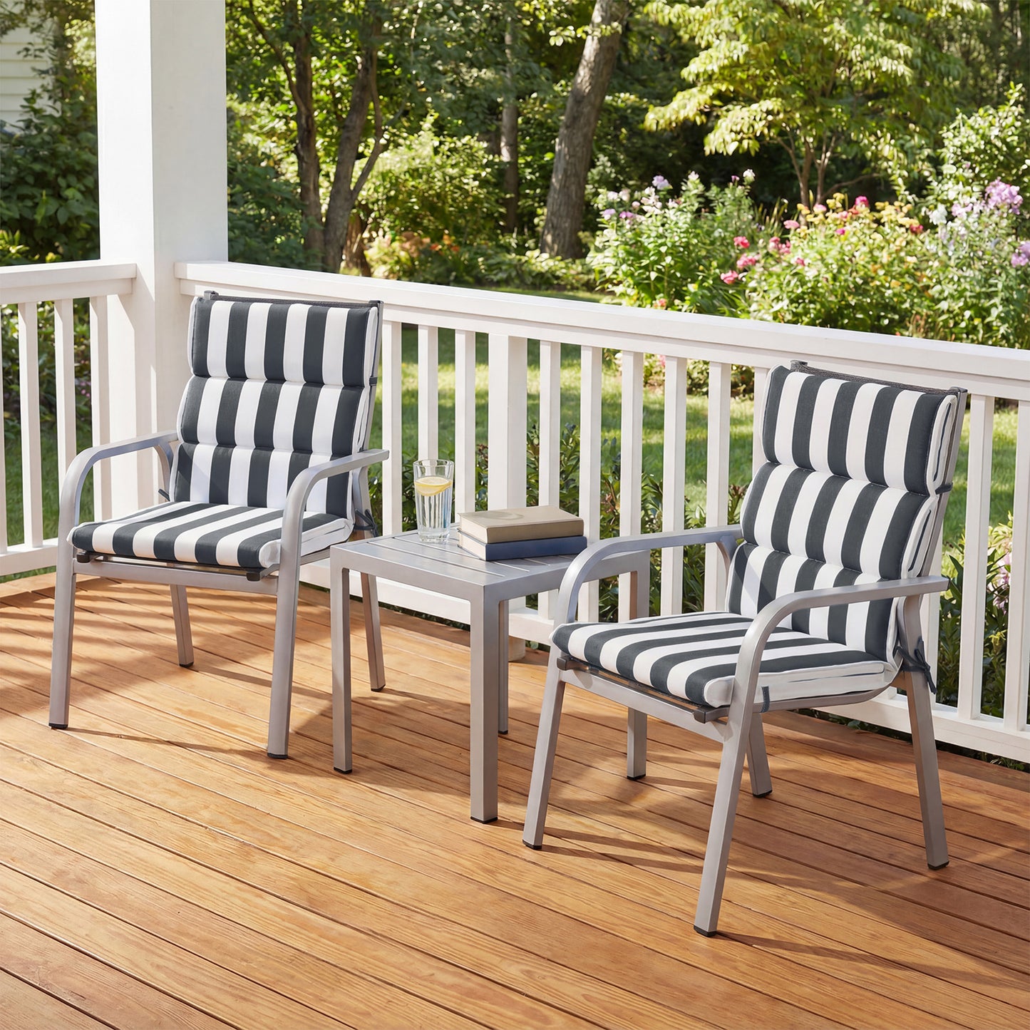 39x20x2.4 inch Outdoor Chair Cushions, Grey Stripe