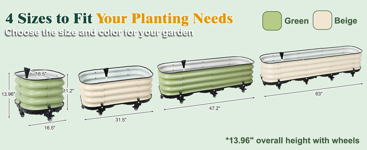 Rolling Raised Garden Bed, Self Watering Planter Box