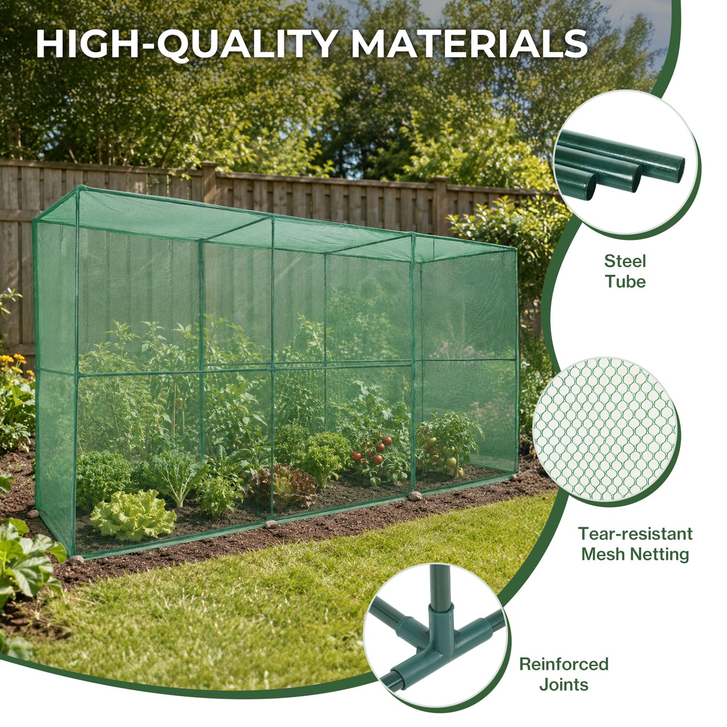 12x4x6 ft. Crop Cage Plant Protection Netting Tent with Zipper Doors