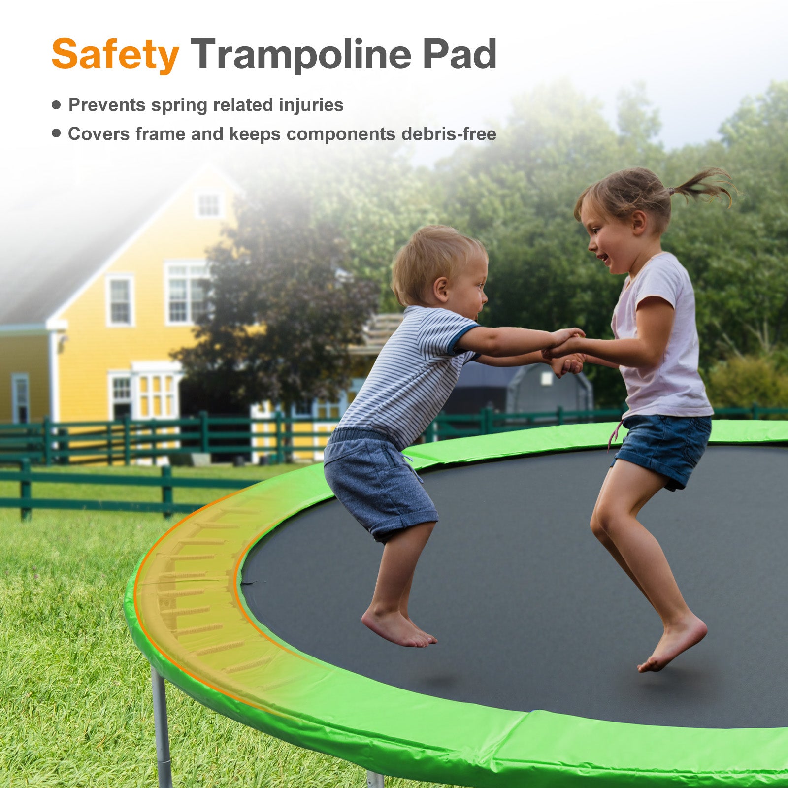 Trampoline Safety Pad Replacement, Universal Waterproof Trampoline Spring Cover for Round Frame - Aoodor 