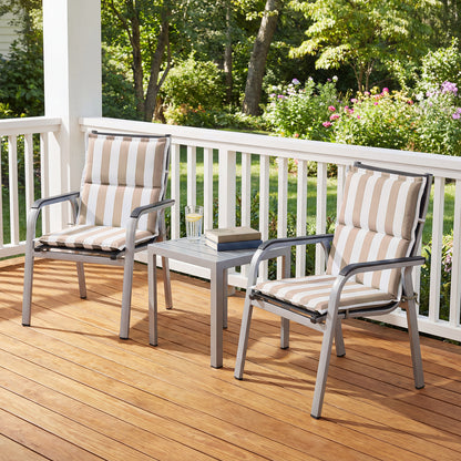 39x20x2.4 inch Outdoor Chair Cushions, Three-Section, Beige Stripe