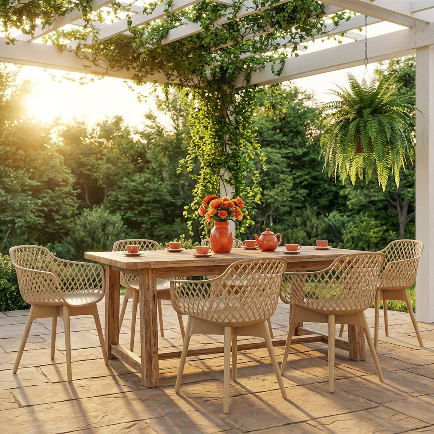 Modern Weather Resistant Plastic Dining Chairs Set: Ergonomic Comfort