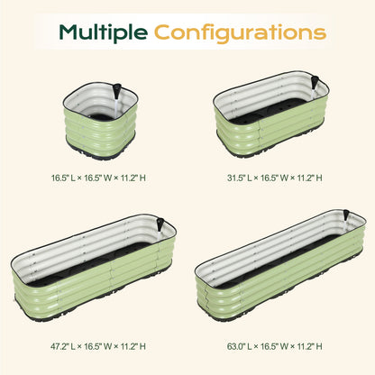 11" Tall Galvanized Raised Garden Bed, Self-Watering Planter Box - 47"x16.5"