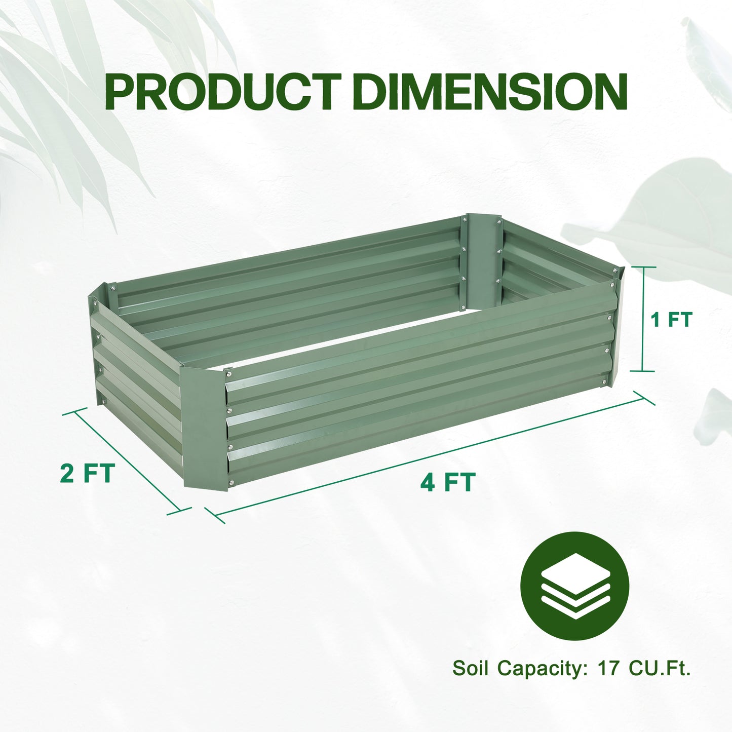 11" Tall Metal Raised Garden Bed, Galvanized Steel Planter Box - 6'x3'