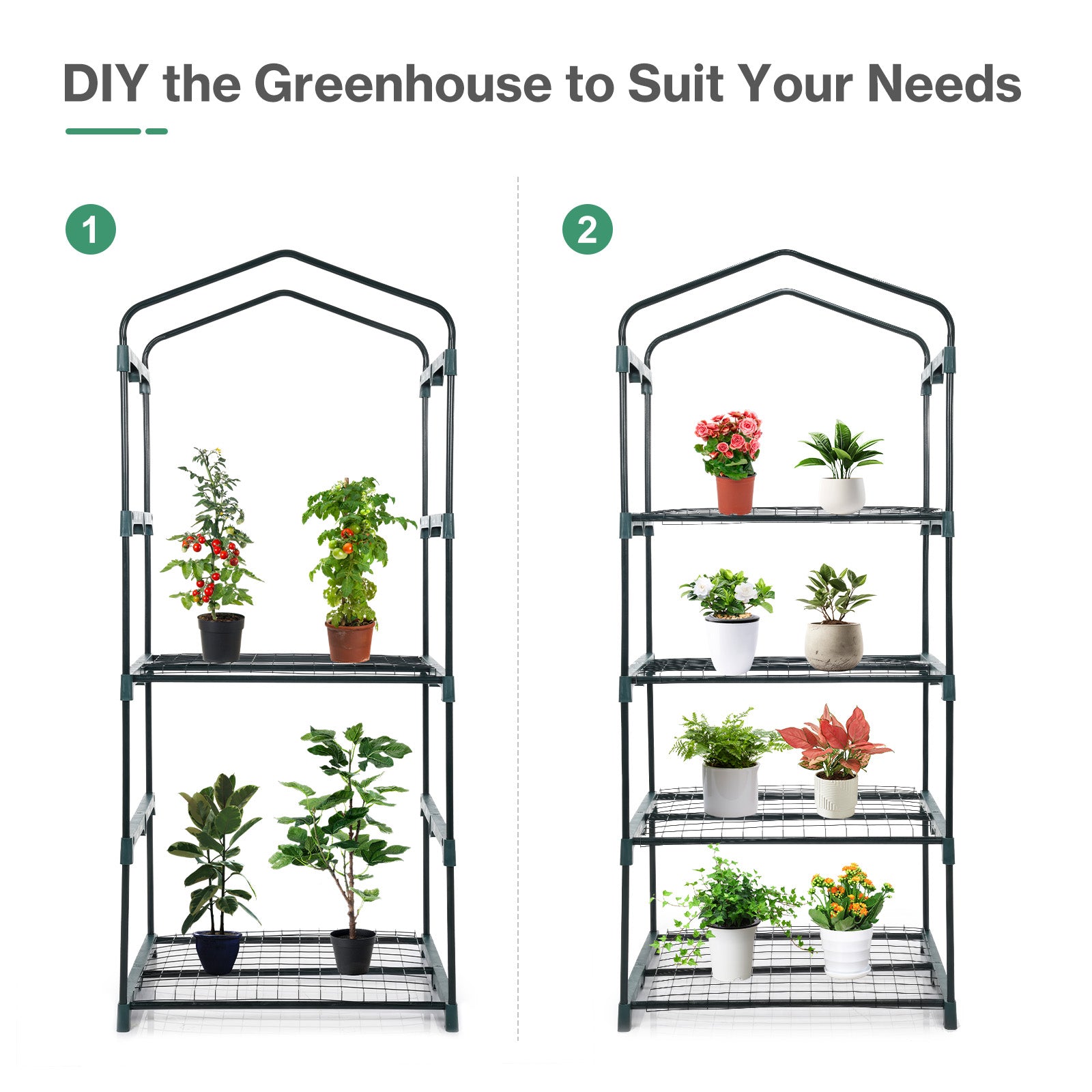 4 Tier Upgrade Greenhouse with Protective PVC Base, Transparent - Aoodor 