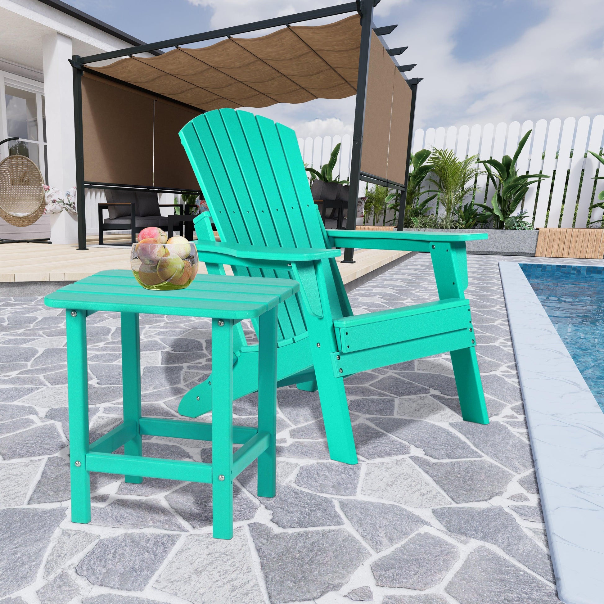 Outdoor Adirondack Side Table HDPE End Table - Aoodor 