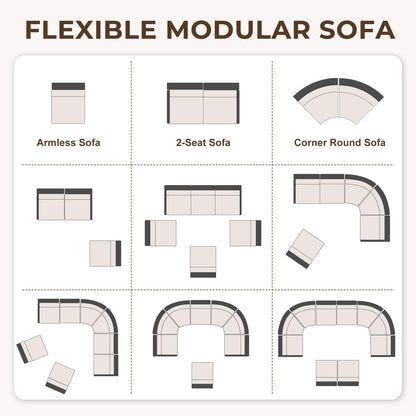 10 Piece Half Moon Wicker Outdoor Sectional Set: Weather-Resistant Luxury