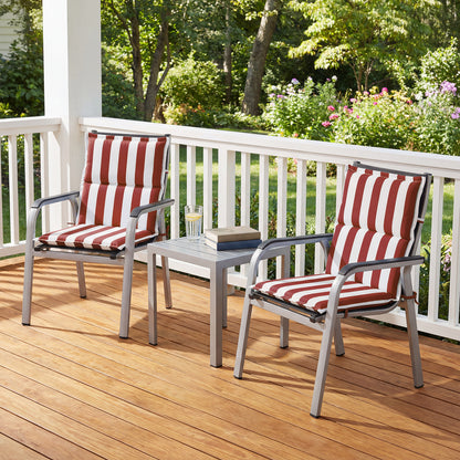 39x20x2.4 inch Outdoor Chair Cushions, Three-Section, Red Stripe