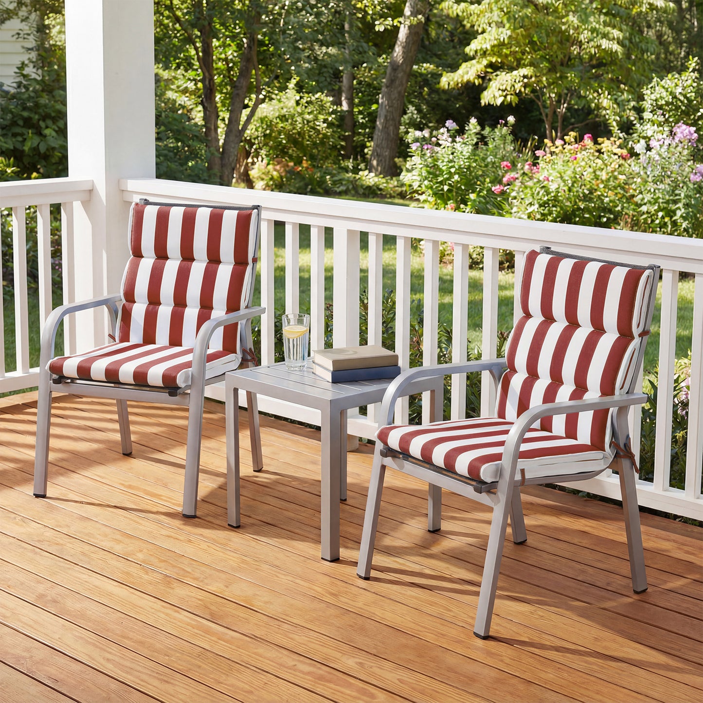 39x20x2.4 inch Outdoor Chair Cushions, Red Stripe
