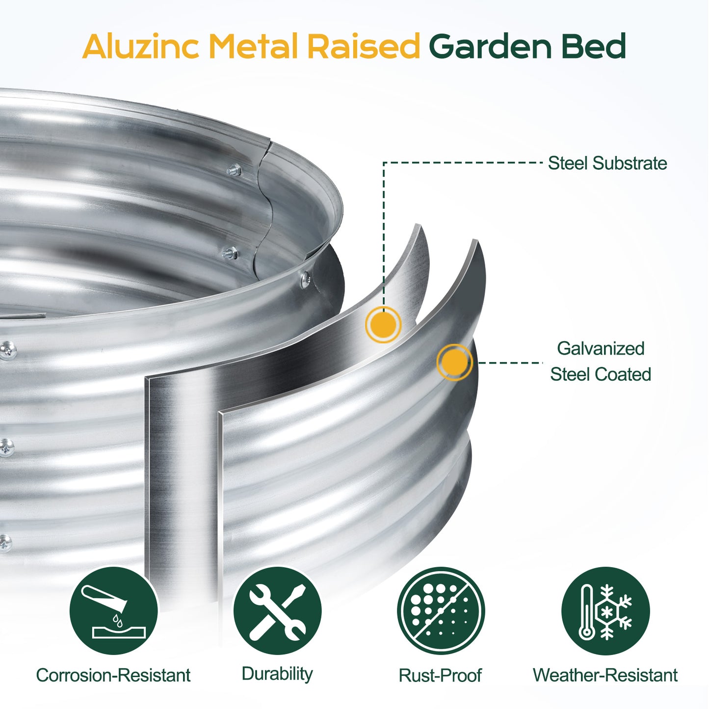 17" Tall Galvanized Raised Garden Bed Kit - 79"x31.5"