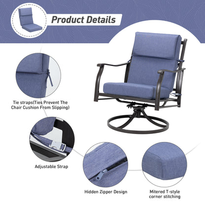 45x22x4 inch Outdoor High Back Patio Chair Cushions, Dark Blue