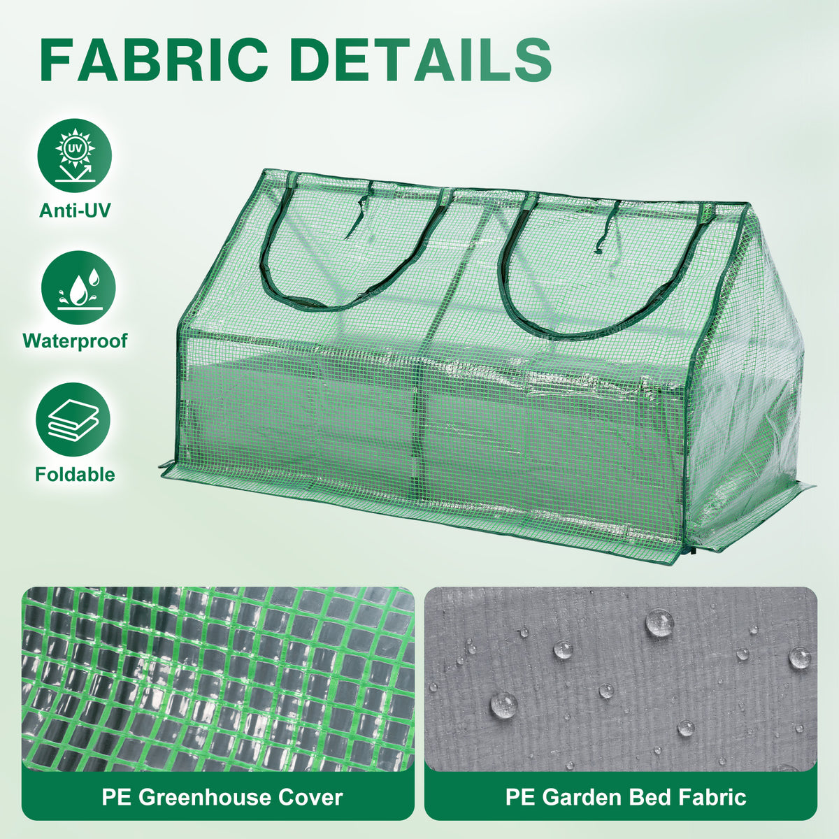 Raised Garden Bed with Mini Greenhouse Cover, Green PE Planter Box Kit