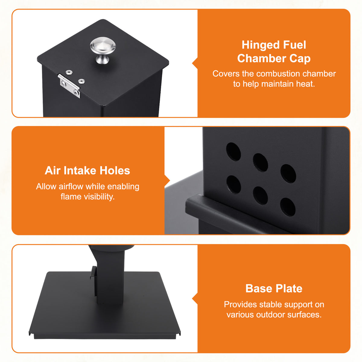 56 Inch Patio Pellet Heater Outdoor Smokeless Wood Pellet Burning Flame with Rain Cap and Viewing Window