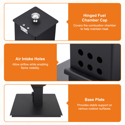 56 Inch Patio Pellet Heater Outdoor Smokeless Wood Pellet Burning Flame with Rain Cap and Viewing Window