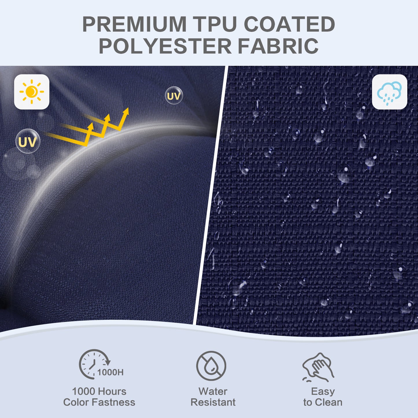 19x19x5 Inch Tufted Outdoor Chair Cushions, Water and Fade Resistant Polyester Dining Chair Pads with Ties - Dark Blue - Aoodor 