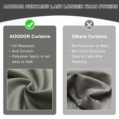 Outdoor Gazebo Curtains, 4 Panels Privacy Sidewall Replacement (Curtain Only) - Grey - Aoodor 