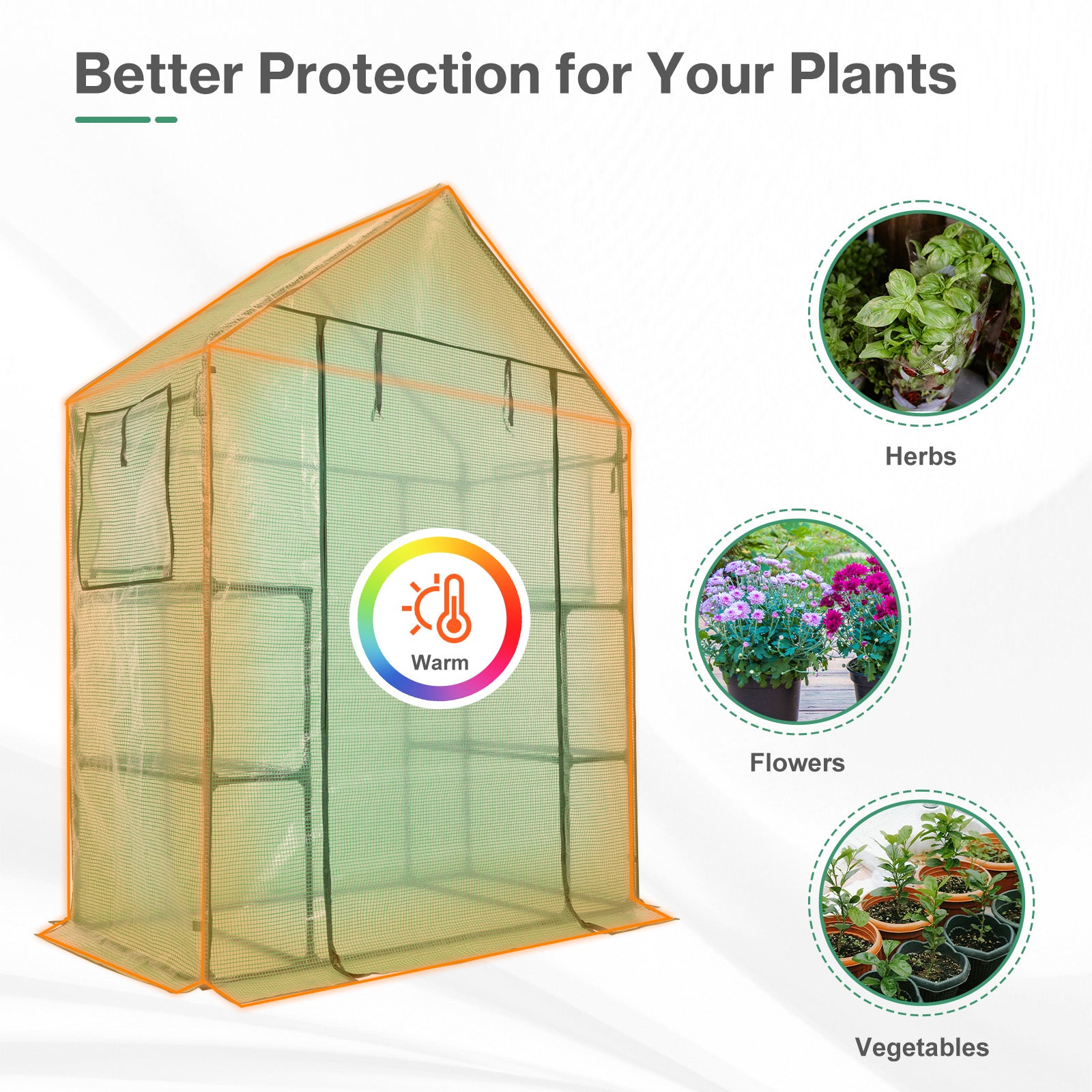 Walk-in Greenhouse with Shelves, Outdoor Garden Plant House with PE Cover - Aoodor 