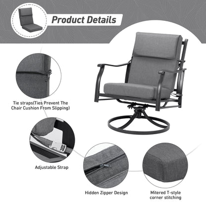 45x22x4 inch Outdoor High Back Patio Chair Cushions, Charcoal