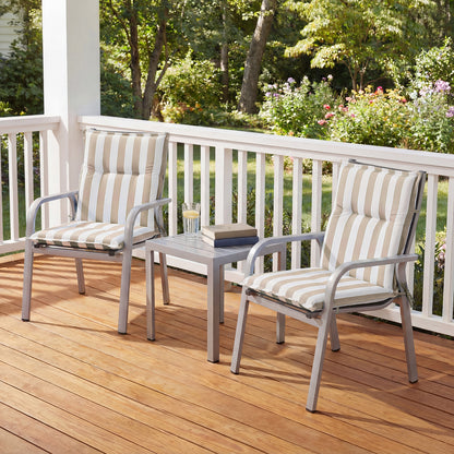 39x20x2.4 inch Outdoor Tufted Chair Cushions, Beige Stripe