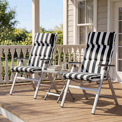 47x21x2.4 inch High Back Patio Chair Cushions with Headrest, Black Stripe