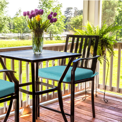 Outdoor Dining Chair Cushions Set, Patio Chair Pads with Ties, Aruba Blue - Aoodor 