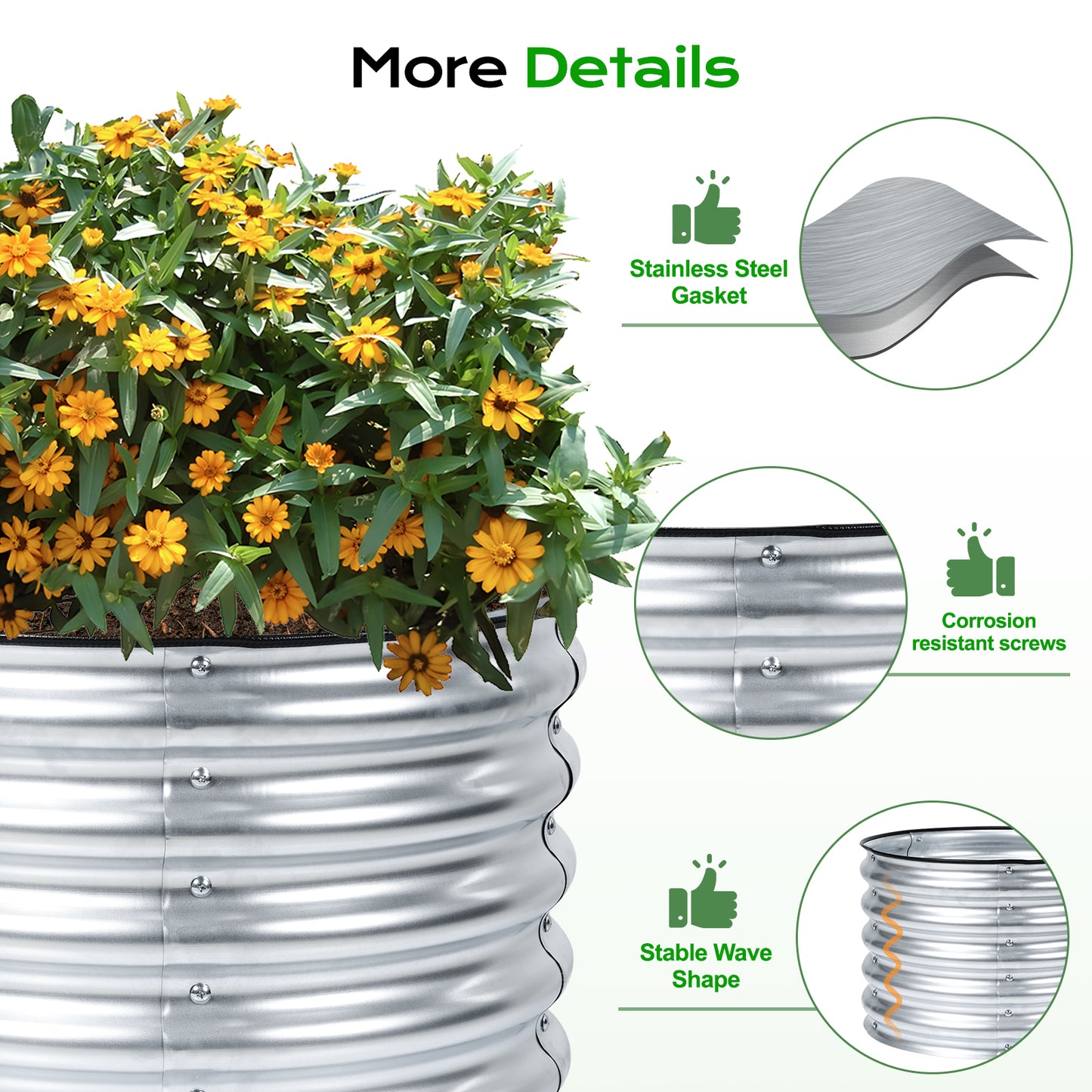 2-Pack 17" Tall 24" Metal Raised Garden Bed Kit