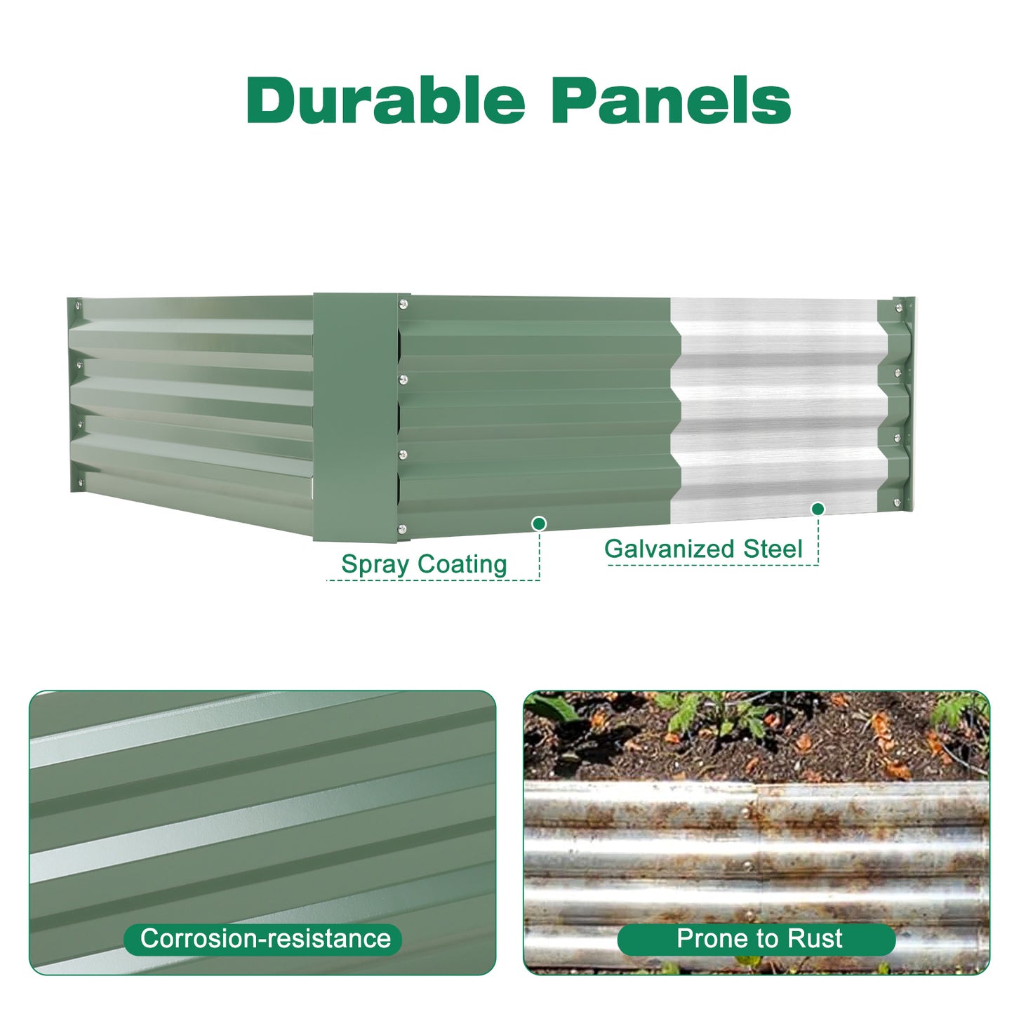 2-Pack 11" Tall Metal Raised Garden Bed, Galvanized Steel Planter Box - 3'x3'