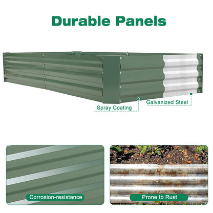11" Tall Metal Raised Garden Bed, Galvanized Steel Planter Box - 6'x3'