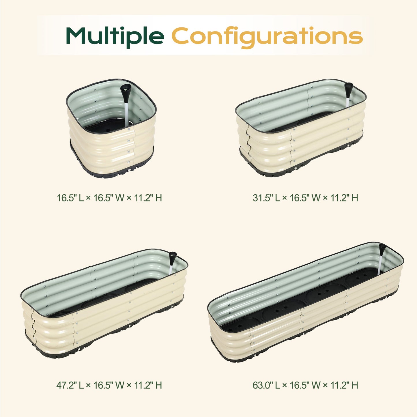 11" Tall Galvanized Raised Garden Bed, Self-Watering Planter Box - 47"x16.5"