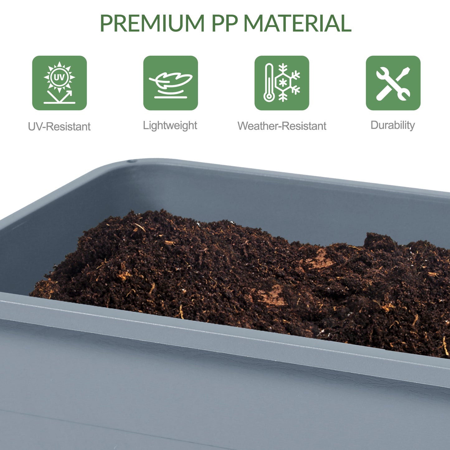 30×14×30 inch Elevated Raised Planter Box with Legs, Water Level Indicator - Set of 3