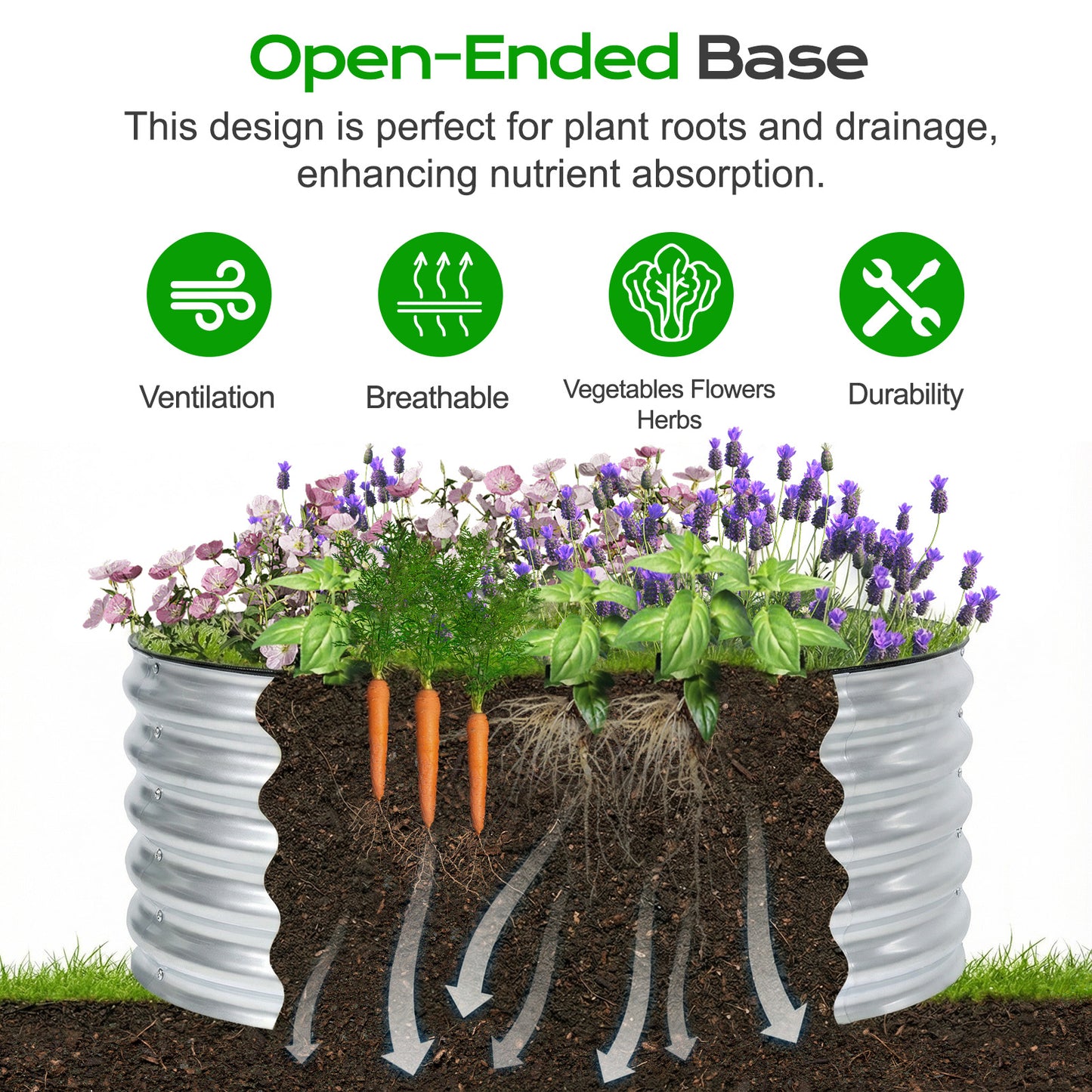 17" Tall 42" Metal Raised Garden Bed Kit