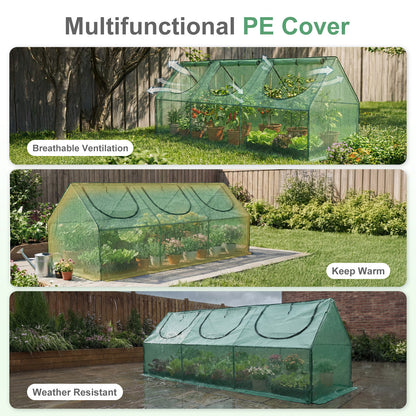 Mini Greenhouse with Zipper Doors, Waterproof & UV Protected, Green