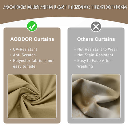 Outdoor Gazebo Curtains, 4 Panels Privacy Sidewall Replacement (Curtain Only) - Khaki and Sand Yellow - Aoodor 