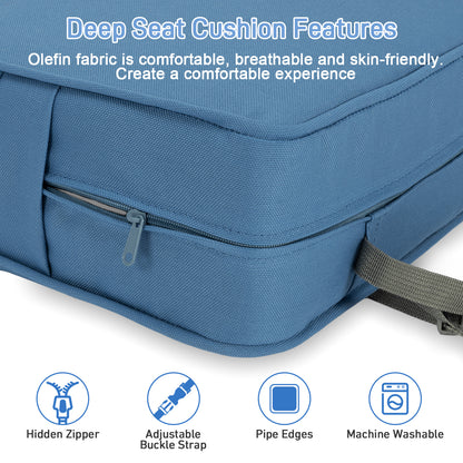 Outdoor Deep Seat Cushion Set with Lumbar Pillow, Deep Blue