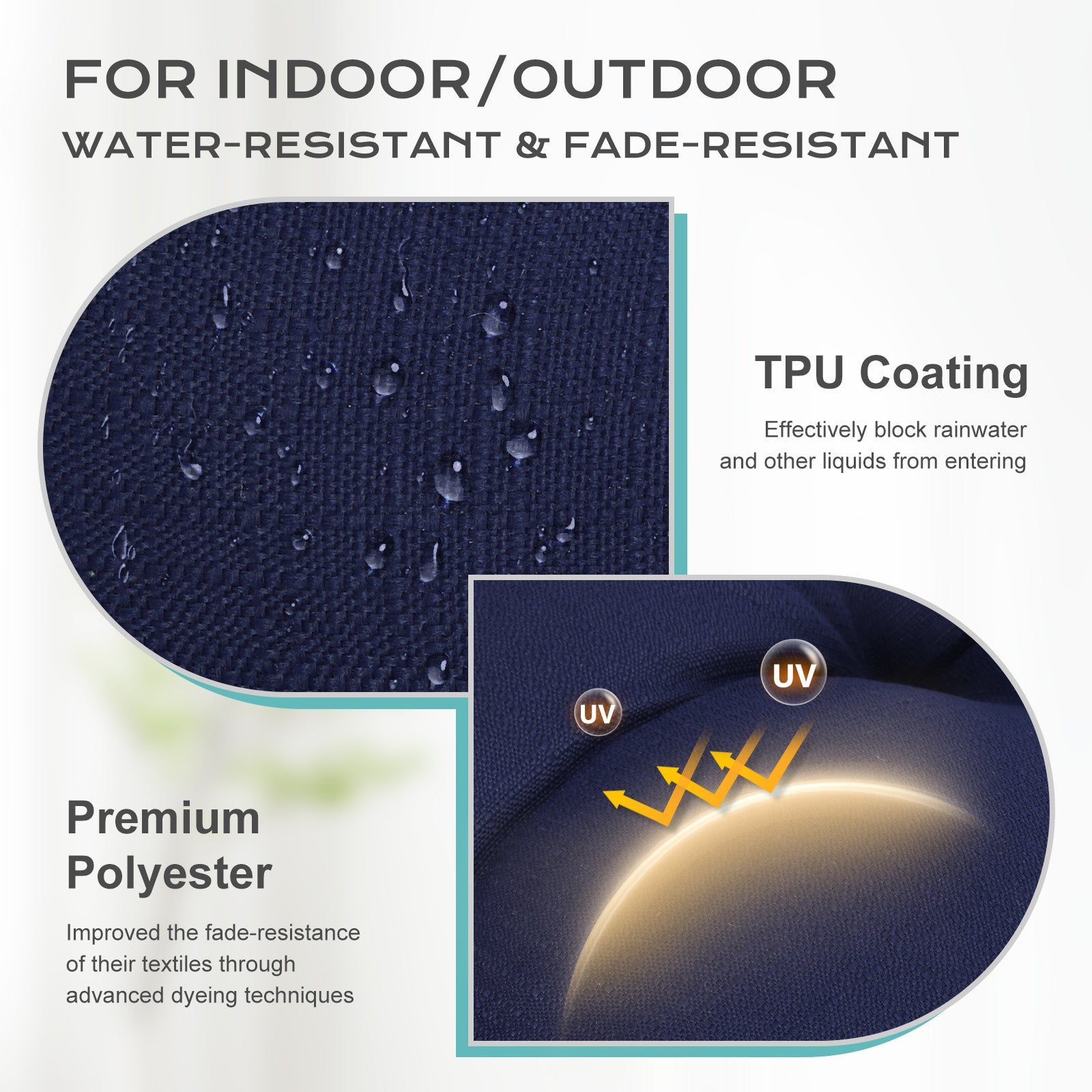 Tufted Outdoor High Back Rocking Chair Cushion Set of 2, Dark Blue - Aoodor 