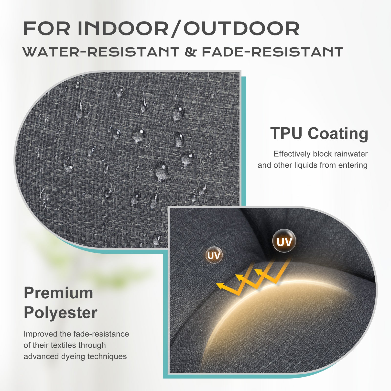 Tufted Outdoor High Back Rocking Chair Cushion Set of 2, Dark Grey - Aoodor 