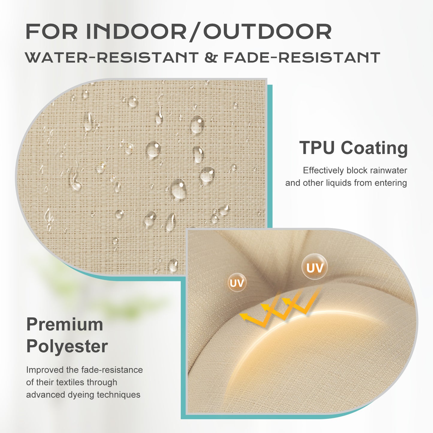 Tufted Outdoor High Back Rocking Chair Cushion Set of 2, Khaki - Aoodor 