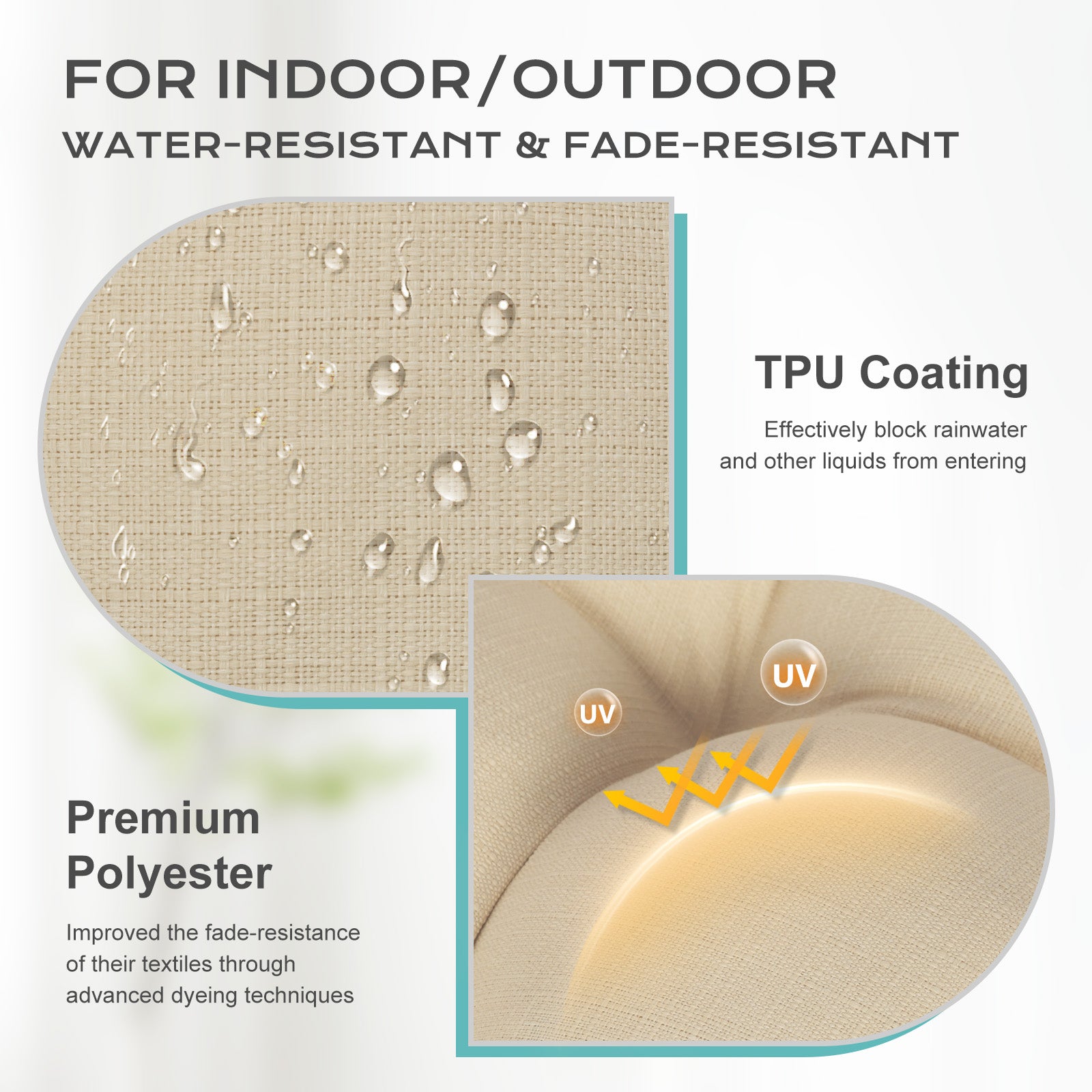 Tufted Outdoor High Back Rocking Chair Cushion Set of 2, Khaki - Aoodor 