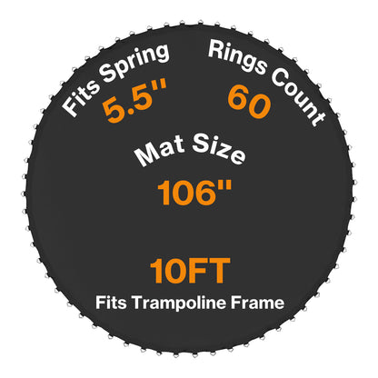 Trampoline Replacement Jumping Mat Fits Round Frame with V-Rings