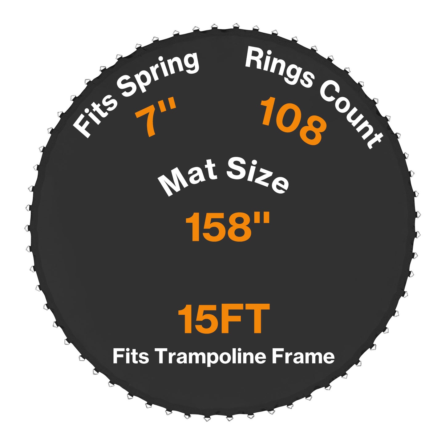 Trampoline Replacement Jumping Mat Fits Round Frame with V-Rings