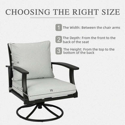 Outdoor Deep Seat Cushion Set, Waterproof Patio Chair Cushions, Light Gray