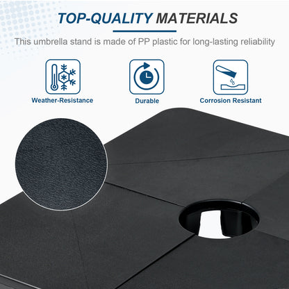 4-Piece Offset Cantilever Patio Umbrella Base Stand - Sand Filled Weight Plates for Stability - Aoodor 