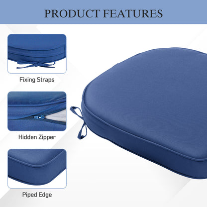 Outdoor Dining Chair Cushions Set, Patio Seat Pads, Dark Blue
