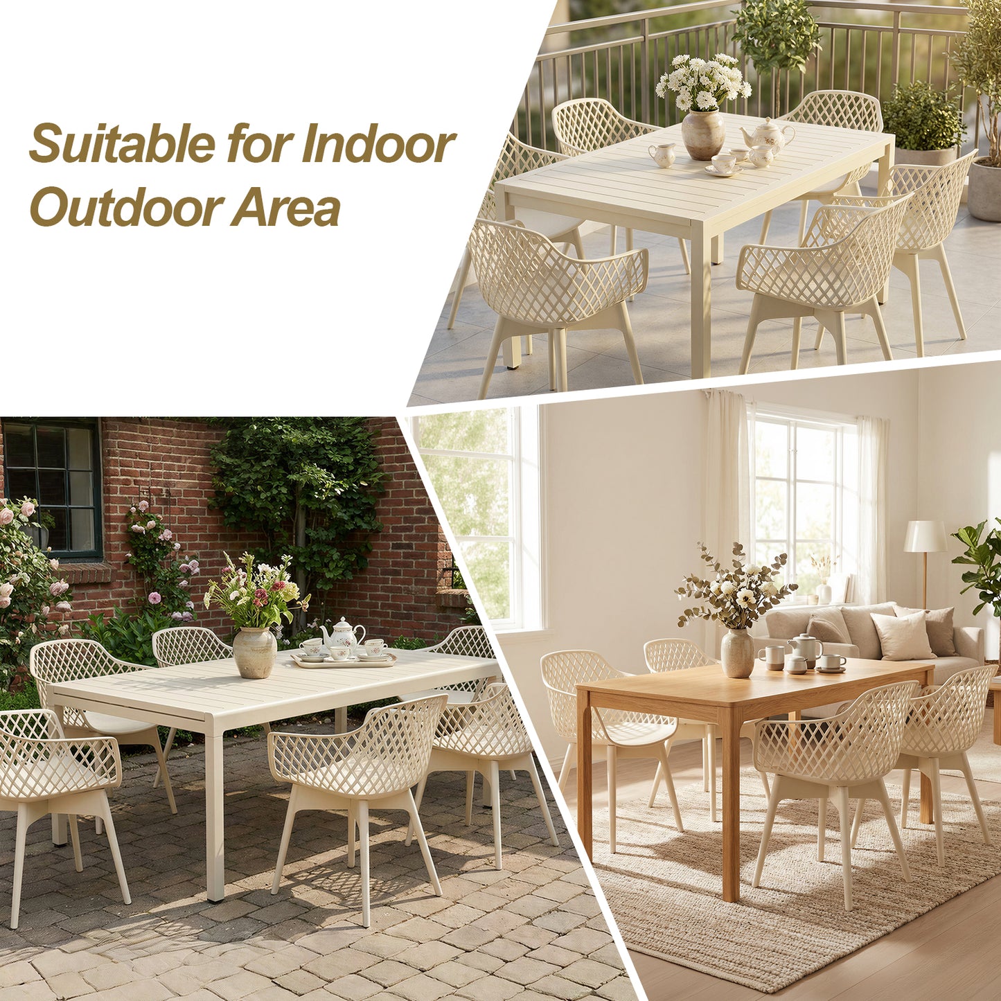 Modern Weather Resistant Plastic Dining Chairs Set: Ergonomic Comfort