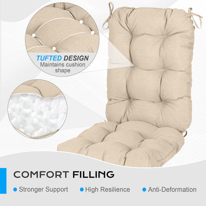 Tufted Outdoor High Back Chair Cushions Patio Replacement Cushion, Khaki - Aoodor 