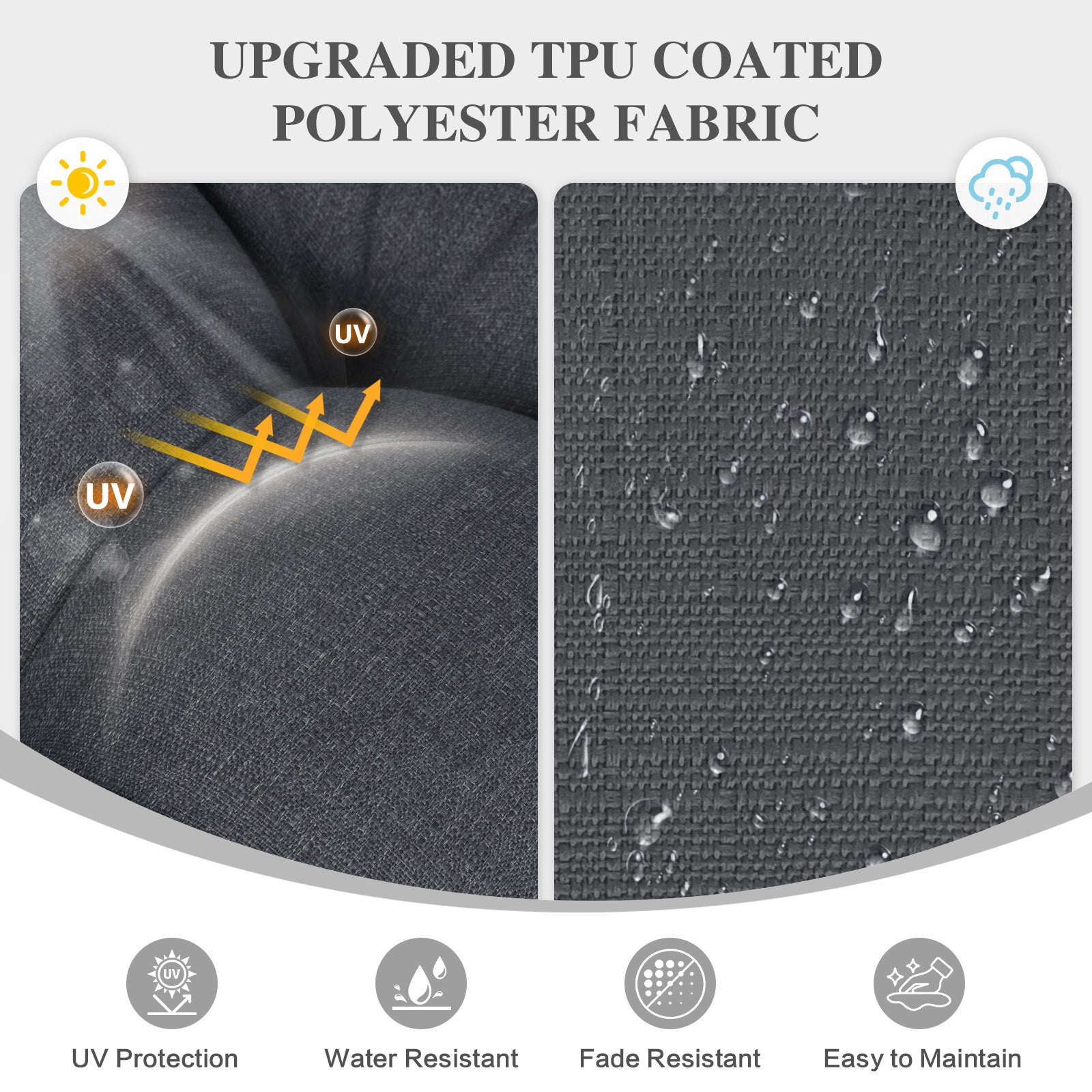 59" Tufted Porch Swing Cushions, Extra 5.1" Thick Outdoor Swing Bench Replacement Cushion with Backrest and 2 Pillows - Dark Gray - Aoodor 