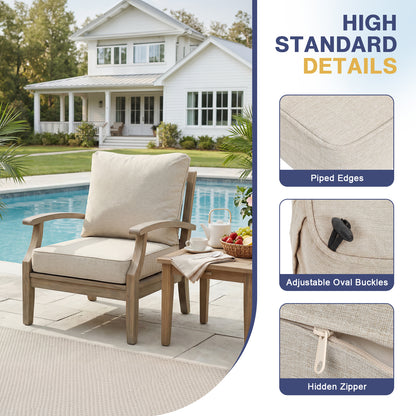 Outdoor Deep Seat Cushion Set, Patio Chair Back & Seat Cushions, Beige Taupe