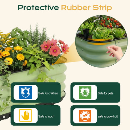 11" Tall Galvanized Raised Garden Bed, Self-Watering Planter Box - 16.5"x16.5"